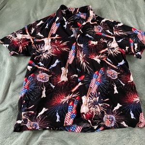 Men’s Cats and America Button Down Shirt XL